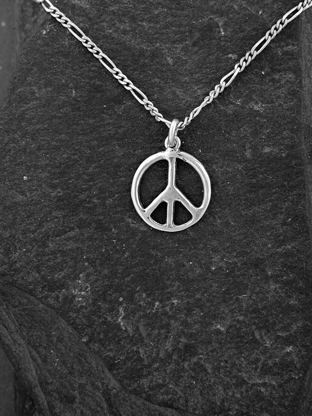 Sterling Silver Peace Sign Pendant on a Sterling Silver Chain Etsy