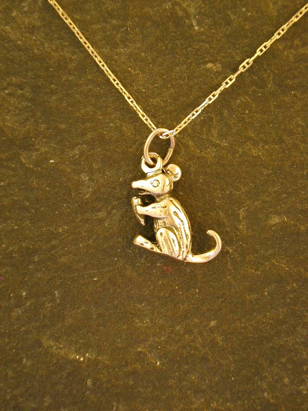 14K Gold Rat Pendant on a 14K Gold Chain - Etsy