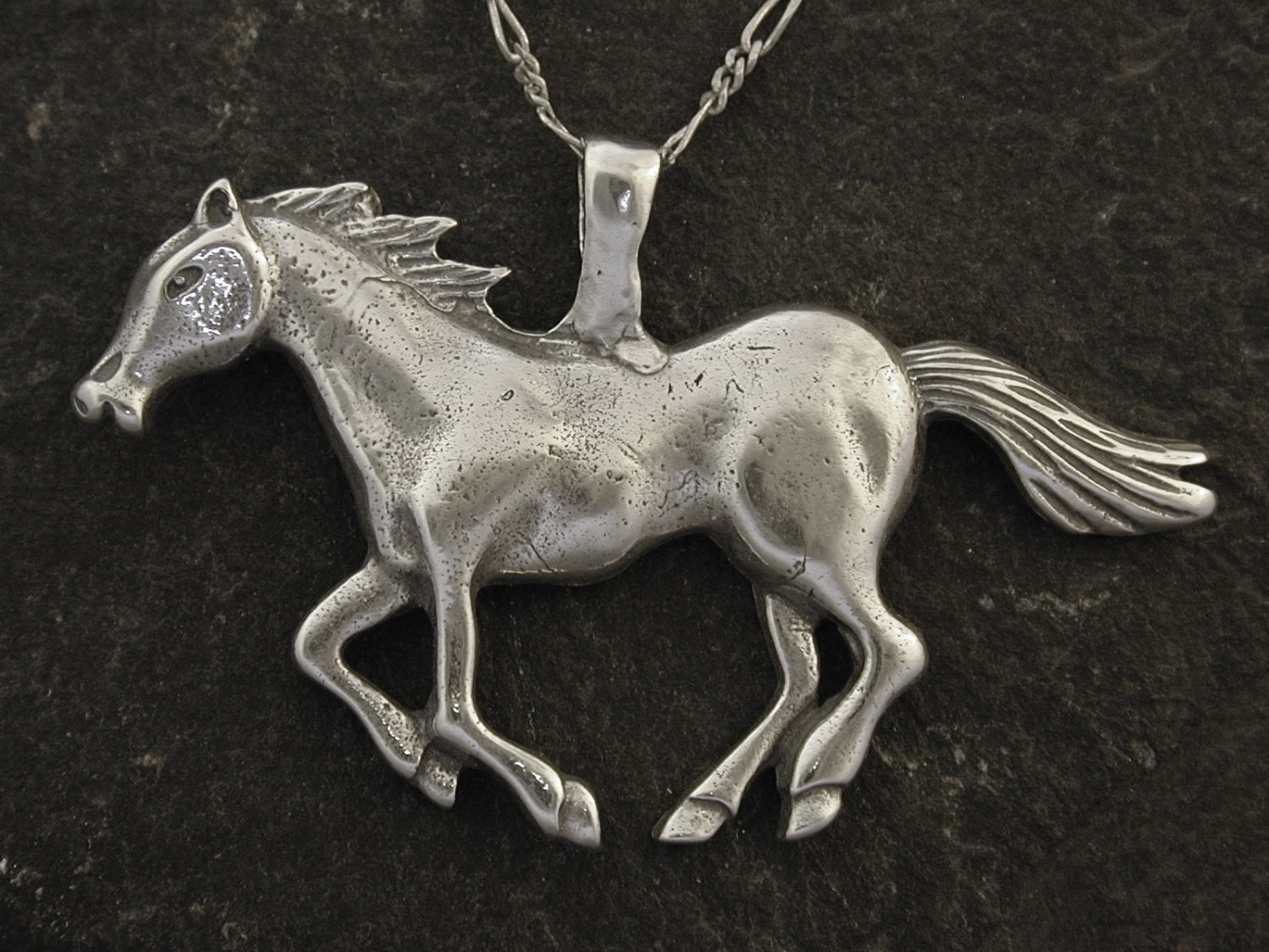 Vinani Ciondolo Cavallo Lucido In Argento 925 Con Catena 45 Cm, Made In Germany, Nichel Free