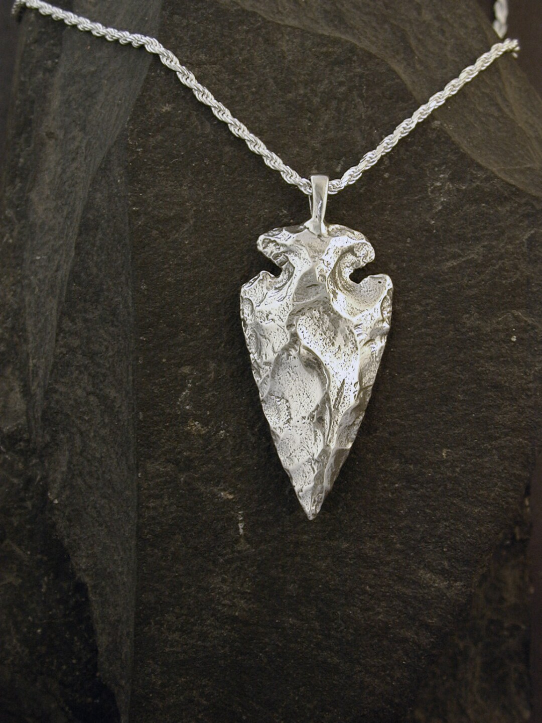 Sterling Silver Arrowhead Pendant on a Sterling Silver Chain. Etsy