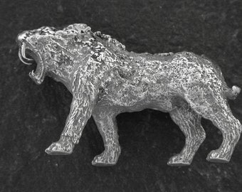 Sterling Silver Smilodon Saber Tooth Tiger Sculpture