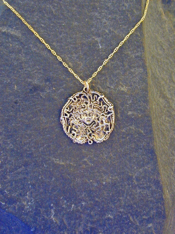 14K Gold Medusa Pendant on a 14K Gold 