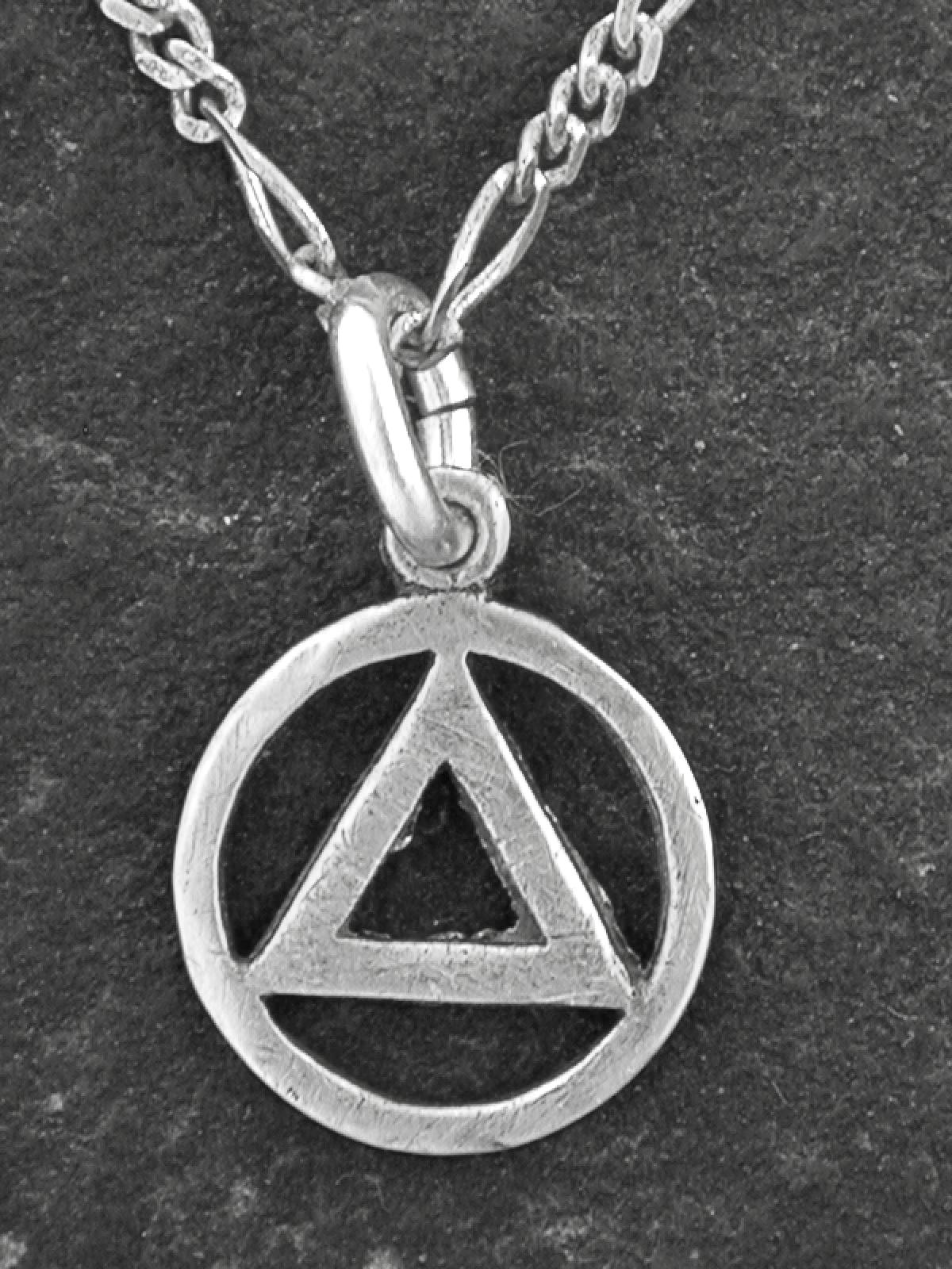 Aa Chain Sterling Silver Alcoholic Anonymous AA Pendant on a Sterling Silver ...