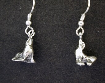 Sterling Silver  Seal  Earrings on Heavy Sterling Silver French Wires