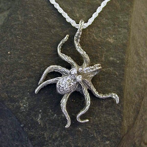 Sterling Silver Large Octopus Pendant on a Sterling Silver Chain