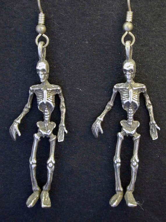 Sterling Silver Skeleton Earrings on Heavy Sterling Silver French 
