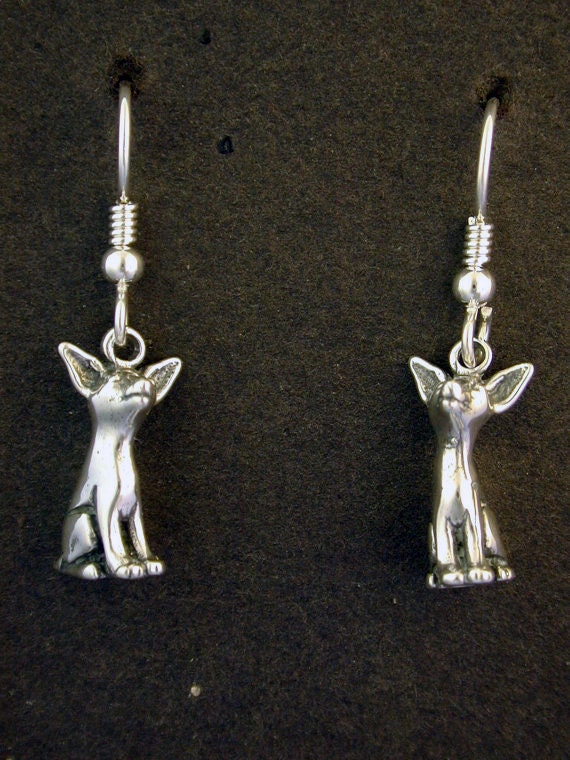Orecchini In Argento Sterling 925 – Motivo Chihuahua – 10x6 Mm – In Scatola Regalo