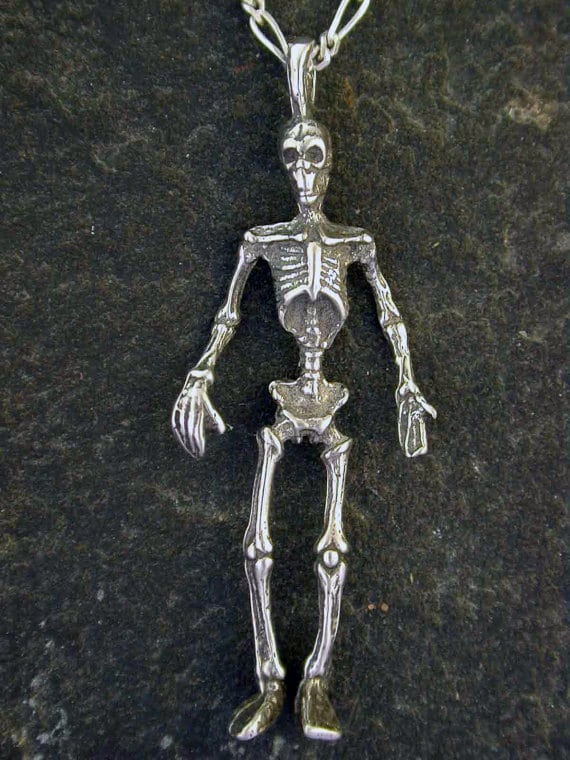 Sterling Silver Skeleton Pendant on a Sterling Silver Chain - Etsy