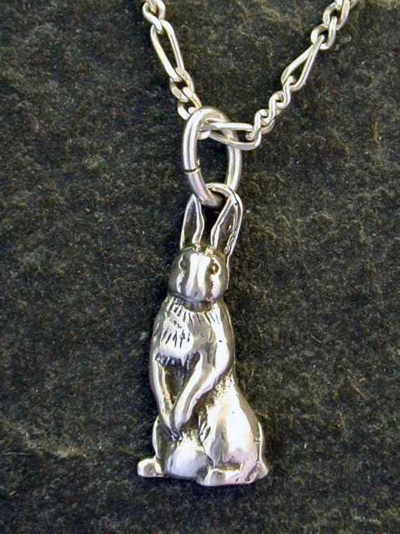 Sterling Silver Rabbit Bunny Hare Pendant on a Sterling Silver