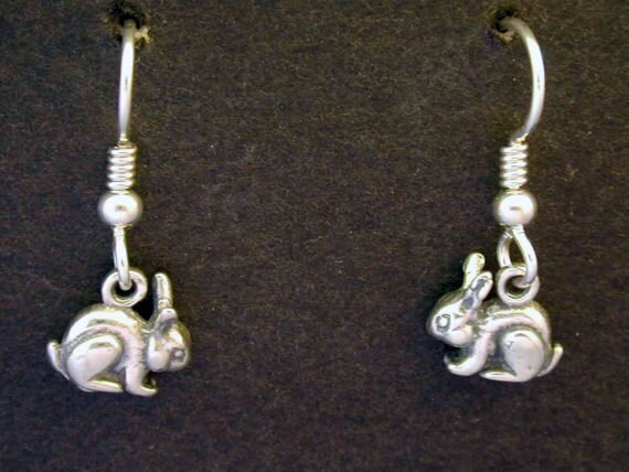 Sterling Silver Bunny Rabbit Earrings on Heavy Sterling Silver