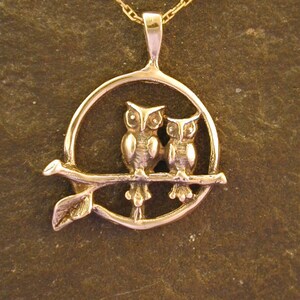 14K Gold Owl Pendant on 14K Gold Chain. image 2