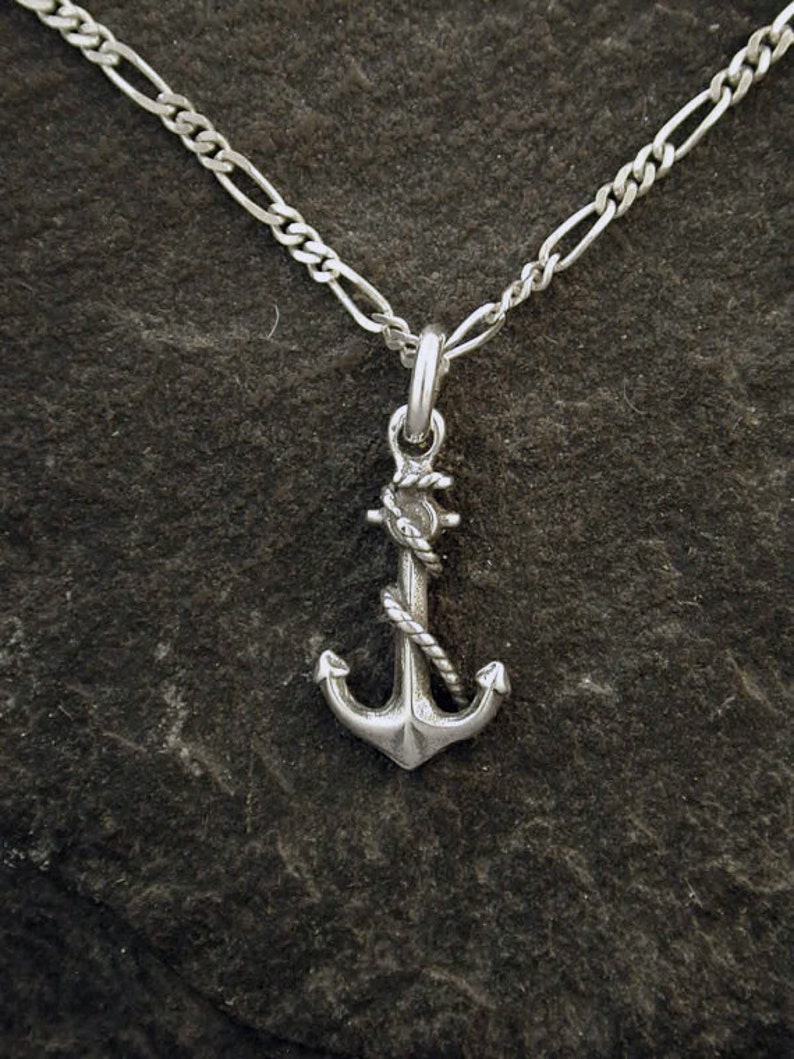 Sterling Silver Anchor Pendant on a Sterling Silver Chain image 1