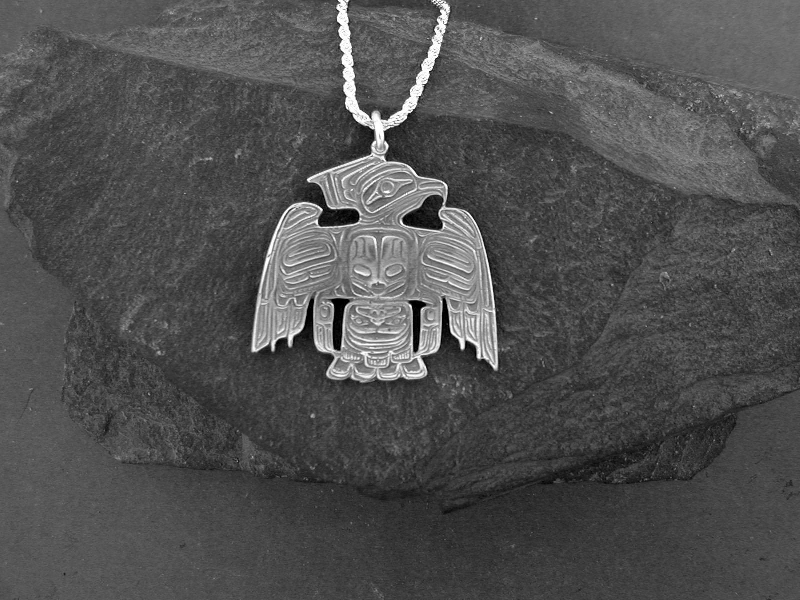 Sterling Silver Thunderbird Pendant on a Sterling Silver Etsy UK