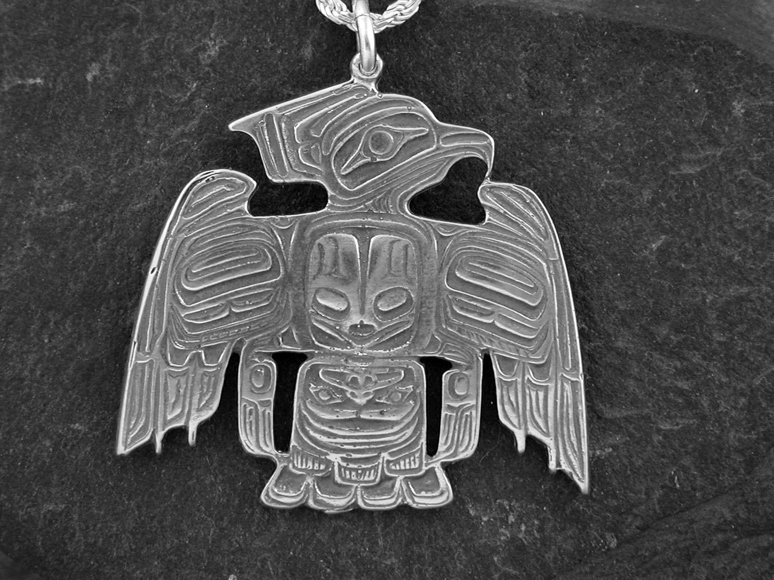 Sterling Silver Thunderbird Pendant on a Sterling Silver Etsy UK