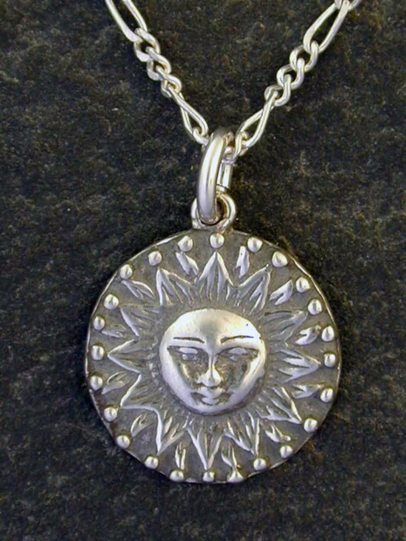 Sterling Silver Sun Pendant on a Sterling Silver Chain. Etsy