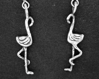 Sterling Silver Flamingo Earrings on Sterling Silver French Wires