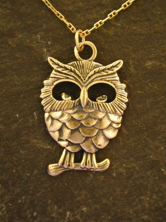 14k owl pendant discount