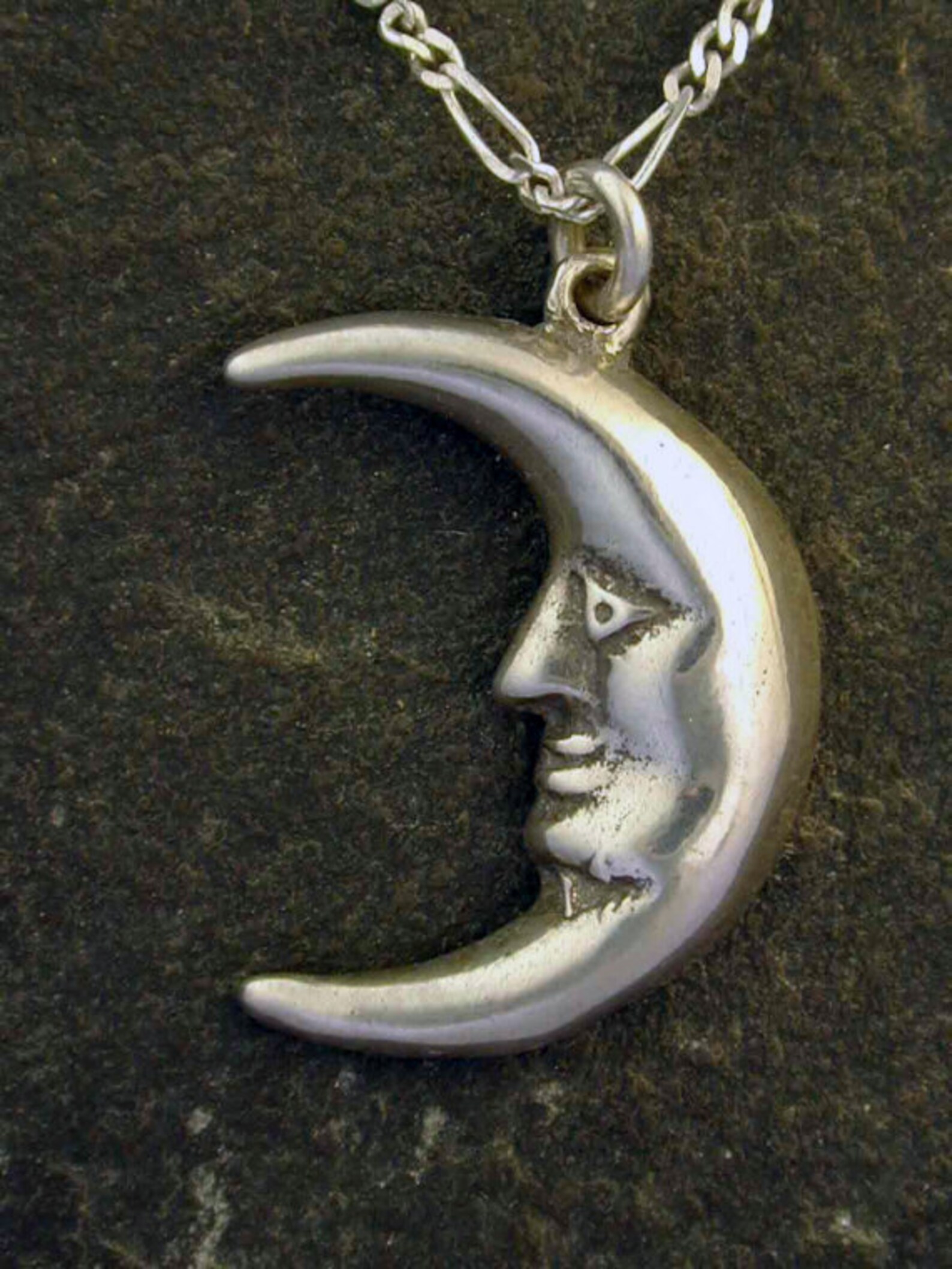 Sterling Silver Moon Pendant on a Sterling Silver Chain Etsy