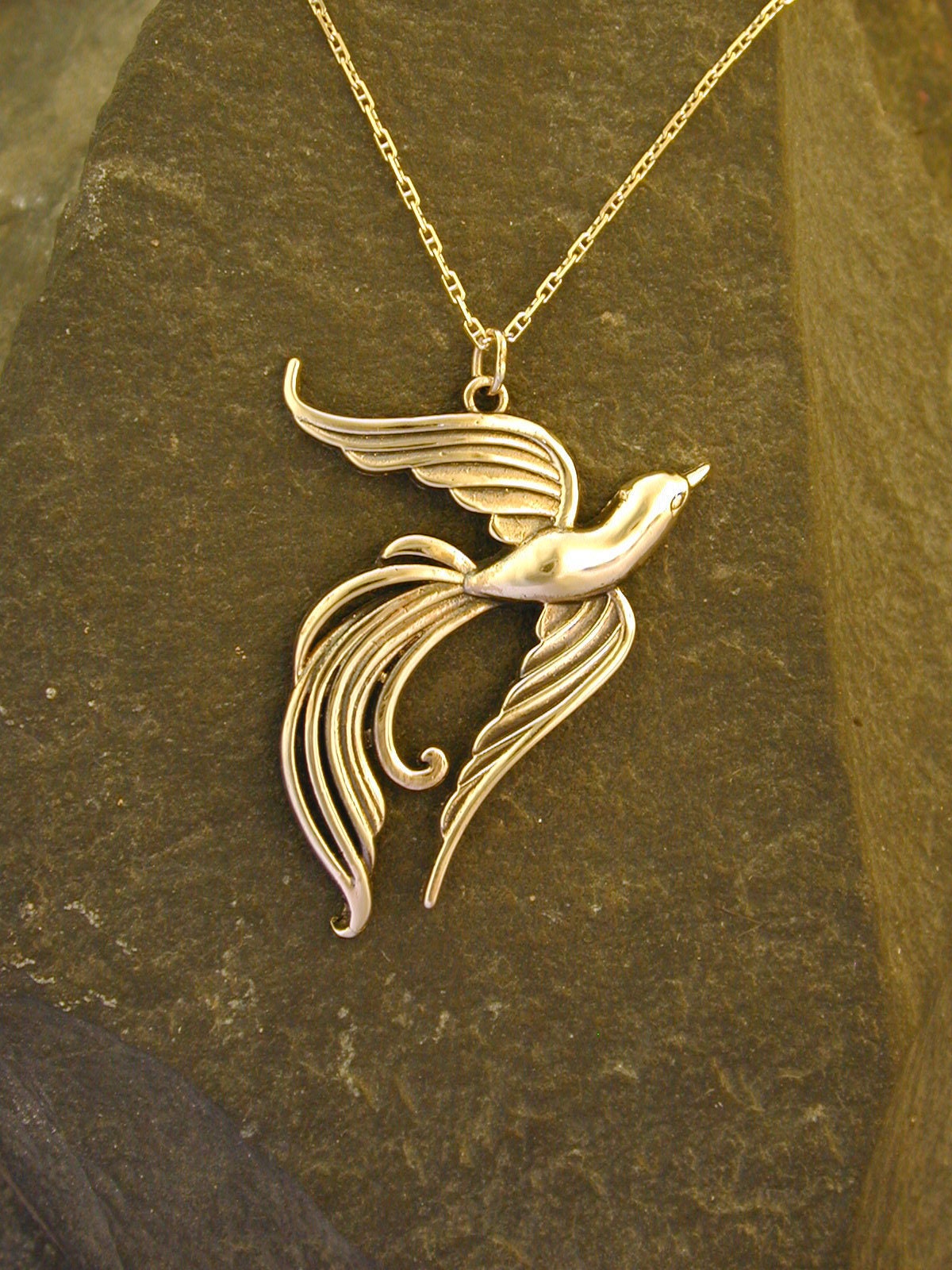 14K Gold Phoenix Pendant on a 14K Gold Chain