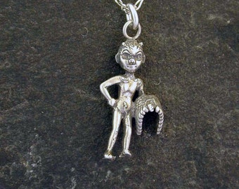 Sterling Silver Little Devil Fallen Angel Pendant on a Sterling Silver Chain