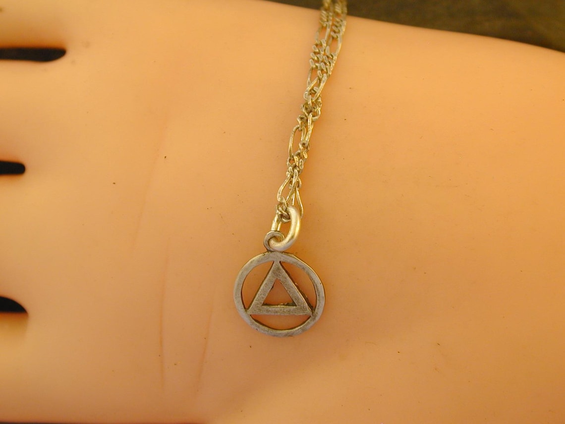 Aa Chain Sterling Silver Alcoholic Anonymous AA Pendant on a Sterling Silver ...