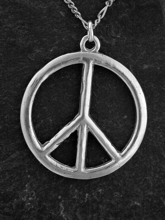 Sterling Silver Peace Sign Pendant on a Sterling Silver Chain - Etsy