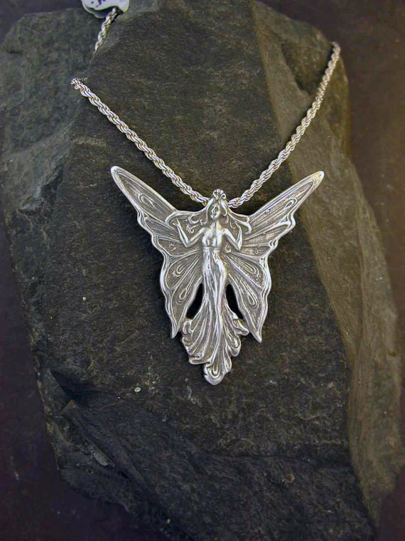 PS: Dark Wings Fairy Silver Necklace