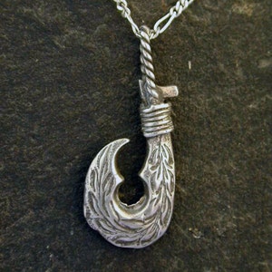 Sterling Silver  Hawaiian Fish Hook Pendant on a Sterling Silver Chain.