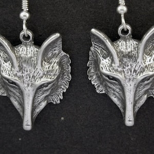 Sterling Silver Fox Head Earrings on Heavy Sterling Silver French Wires