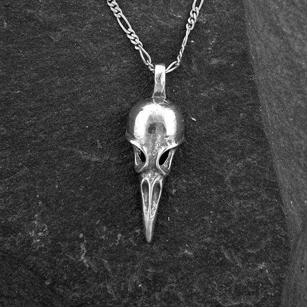 Sterling Silver Crow Skull on Sterling Silver Chain