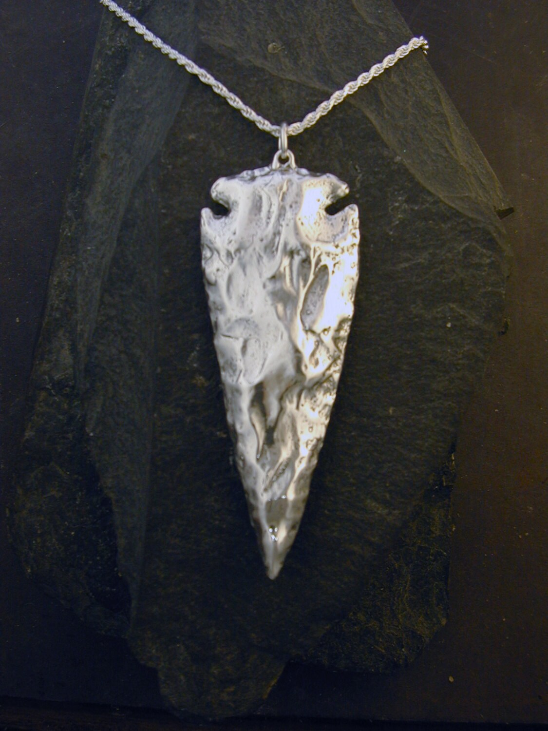 Large Sterling Silver Arrowhead Pendant on a Sterling Silver Etsy