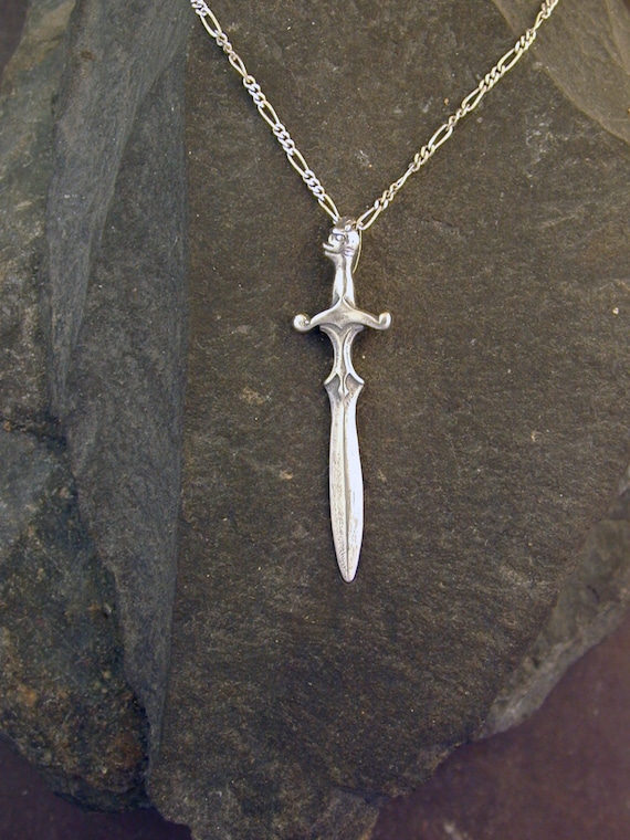 ⑳Hearting Sword Pendant W Silver925 Sterling Silver Sword Pendant on a Sterling Silver Chain - Etsy