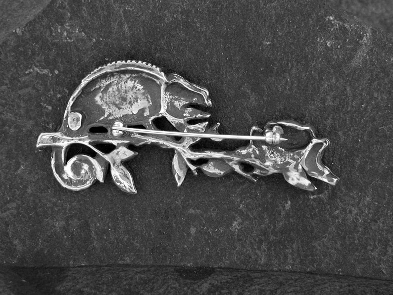 Sterling Silver Chameleon and Frog Brooch image 4