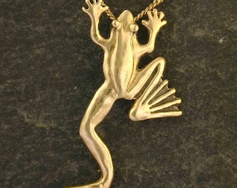 14K Gold Original Frog Pendant on a 14K Gold Chain