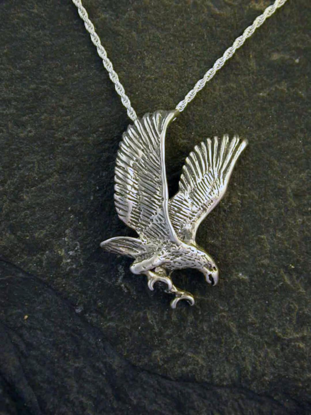 Sterling Silver Eagle Pendant on a Sterling Silver Chain Etsy