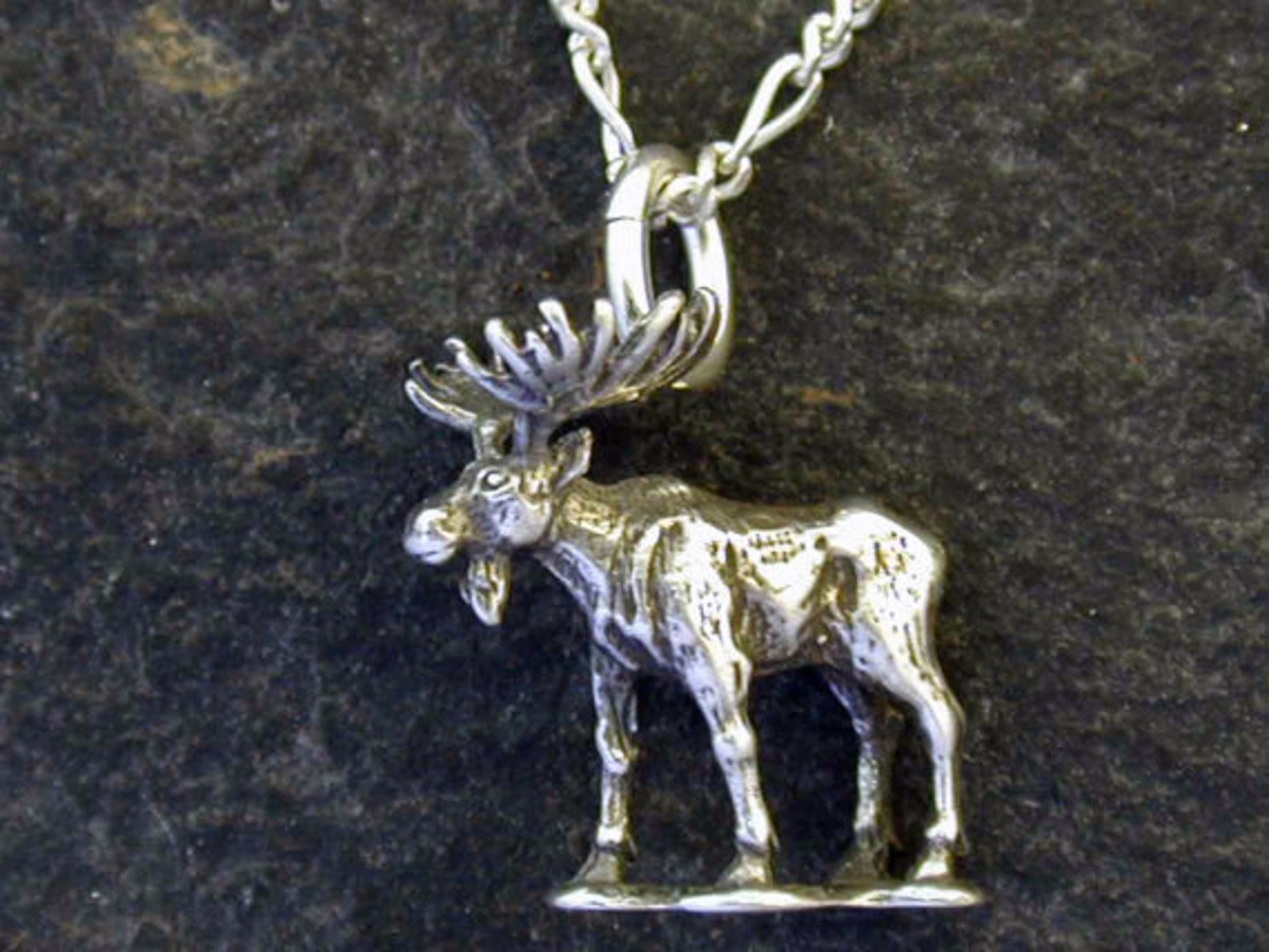 Sterling Silver Moose Pendant on a Sterling Silver Chain. Etsy