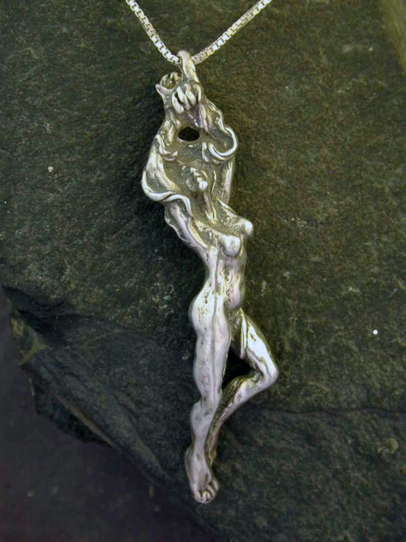 Sterling Silver Bondage Woman Pendant on a Sterling Silver Chain. image 2