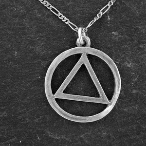 Sterling Silver Alcoholic Anonymous AA Pendant on a Sterling Silver Chain. image 3