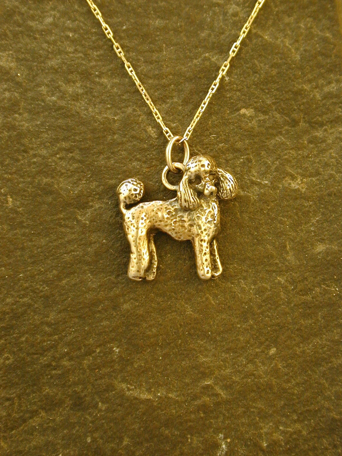 14K Gold Poodle Dog Pendant on a 14K Gold Chain Etsy