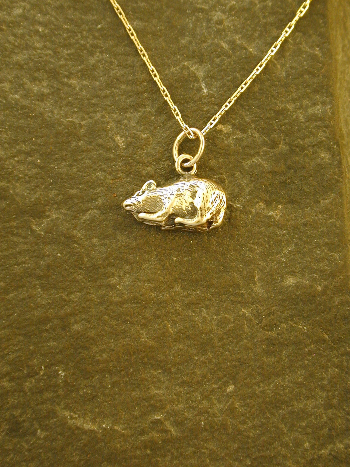 14K Gold Rat Pendant on a 14K Gold Chain Etsy