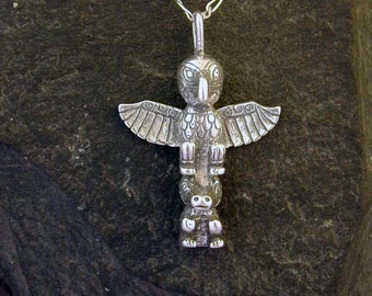 Sterling Silver Totem Pole Pendant on a Sterling Silver Chain.