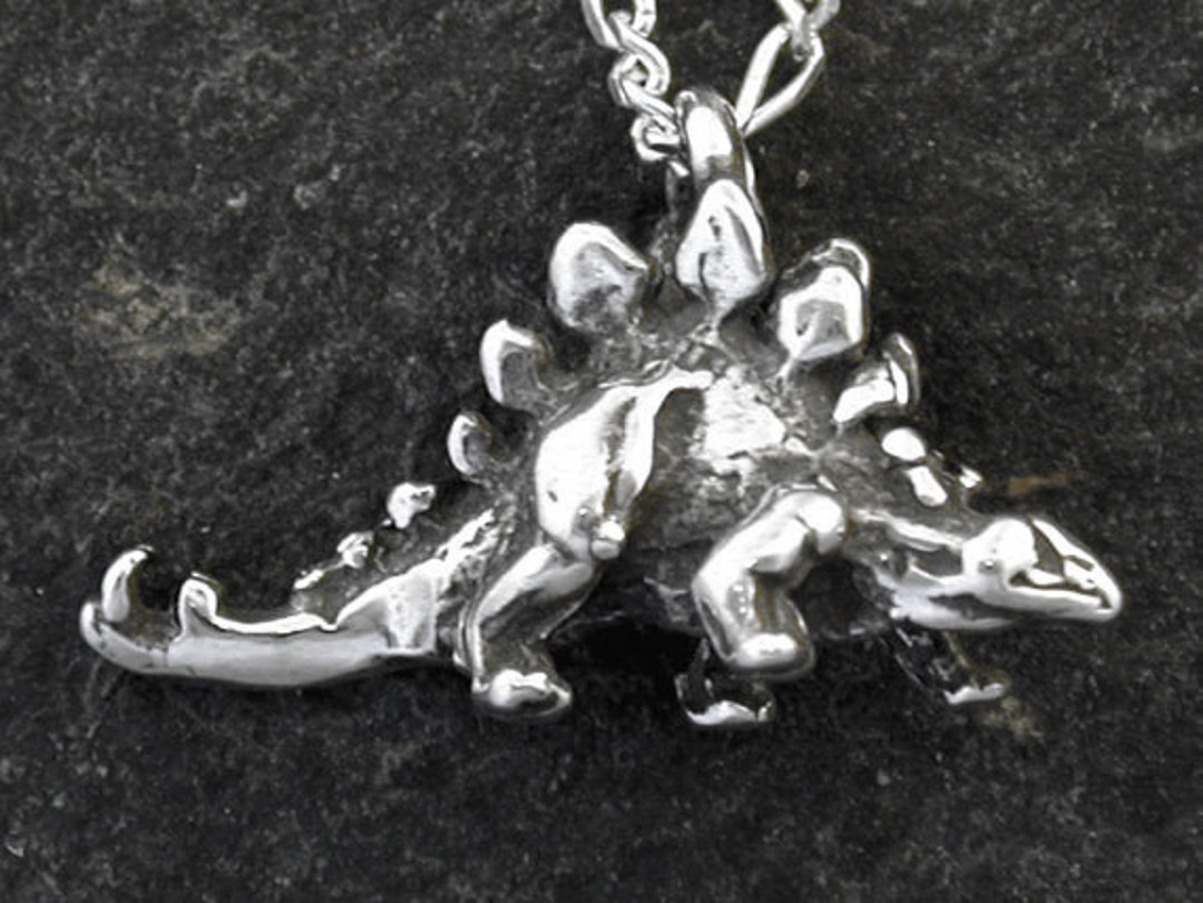 Sterling Silver Stegosaurus Dinosaur Pendant on Sterling Silver Chain ...