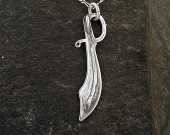 Sterling Silver Scimitar Sword Pendant on a Sterling Silver Chain