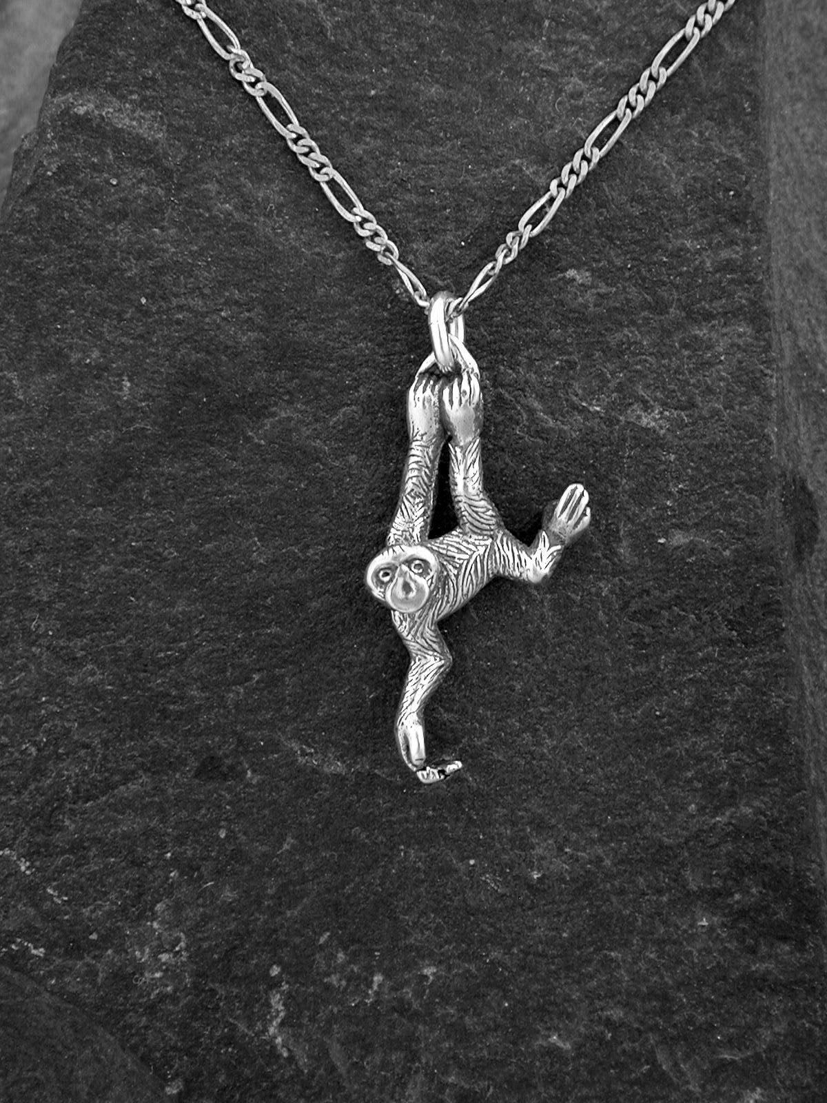 Sterling Silver Monkey Pendant on a 