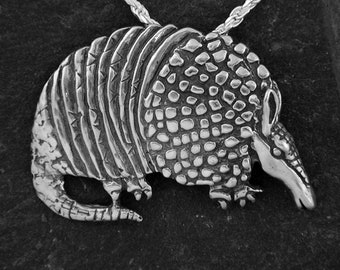 Sterling Silver Large Armadillo Pendant on a Sterling Silver Chain