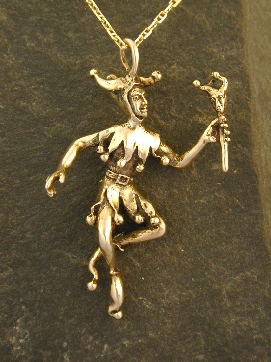 14K Gold Jester Pendant on a 14K Gold Chain Etsy UK