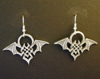 Sterling Silver Bat Earrings on Sterling Silver French Wires