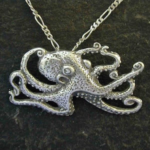 Sterling Silver Octopus Pendant on a Sterling Silver Chain