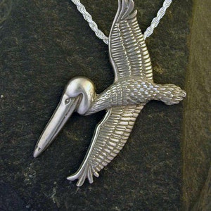 Sterling Silver Large Flying Pelican on a Sterling Silver Chain
