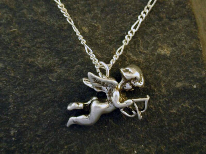 Sterling Silver Cupid Pendant on a Sterling Silver Chain. image 1